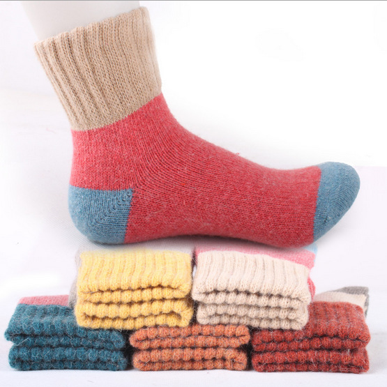 Autumn and winter Terry socks thick warm rabbit wool socks wool color matching women's socks wholesale