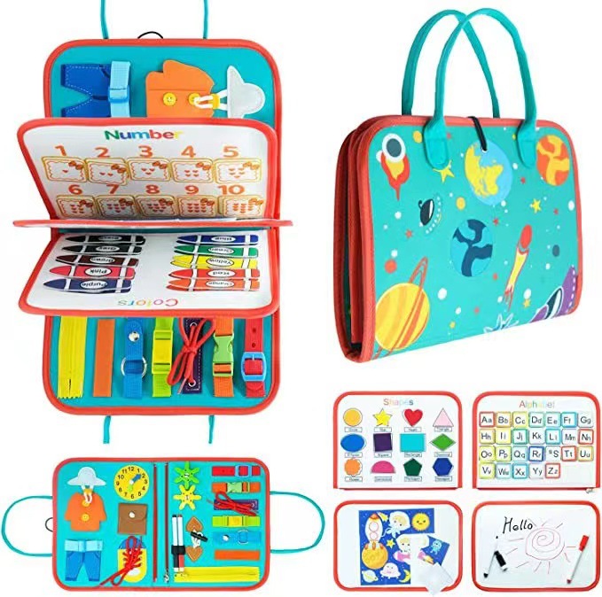 Cross-Border Felt Learning Board, Kidsren's Busy Board, Early Education Board, Learning Dressing Education Board, Dly Dressing Board Bag
