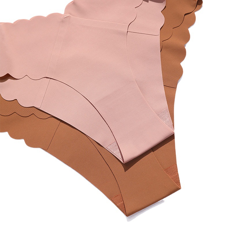 Wave Lace V-Shaped Waistband Seamless Ice Silk Girl's Underwear One-Piece Large Size Pure Cotton Crotch Women's Briefs