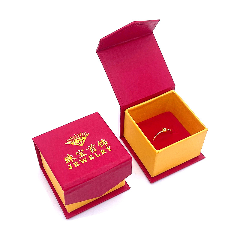 Bamboo ring box jewelry box ring box printing ear studs paper box jewelry Jade storage earrings box