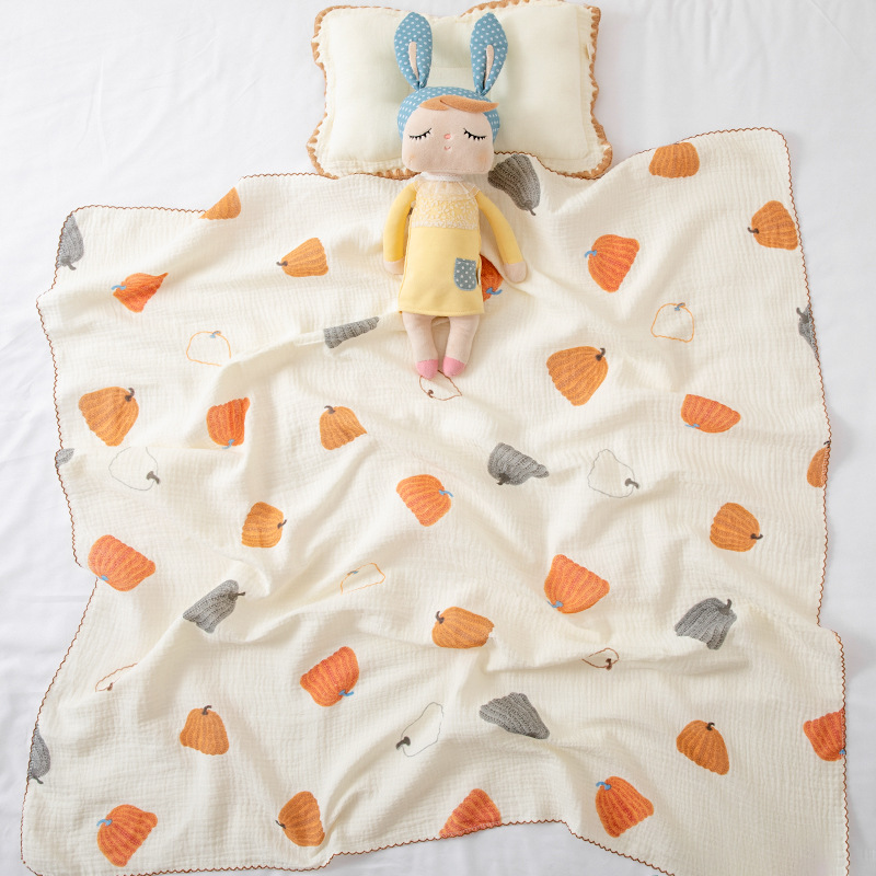 Children's Two-Layer Gauze Cover Quilt Summer Kindergarten Baby Cover Blanket Small Quilt Newborn Wrapping Towel Cotton Bath Towel