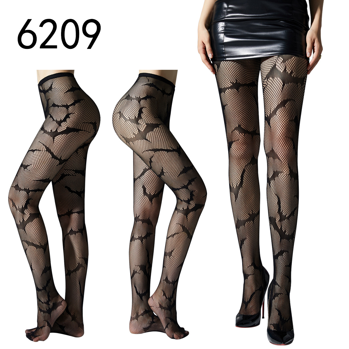 Picture of Internet Celebrating Halloween Nets Skull Spider Web Hollow Fishnet Stockings Pure White Silk Stockings Sexy Black Silk