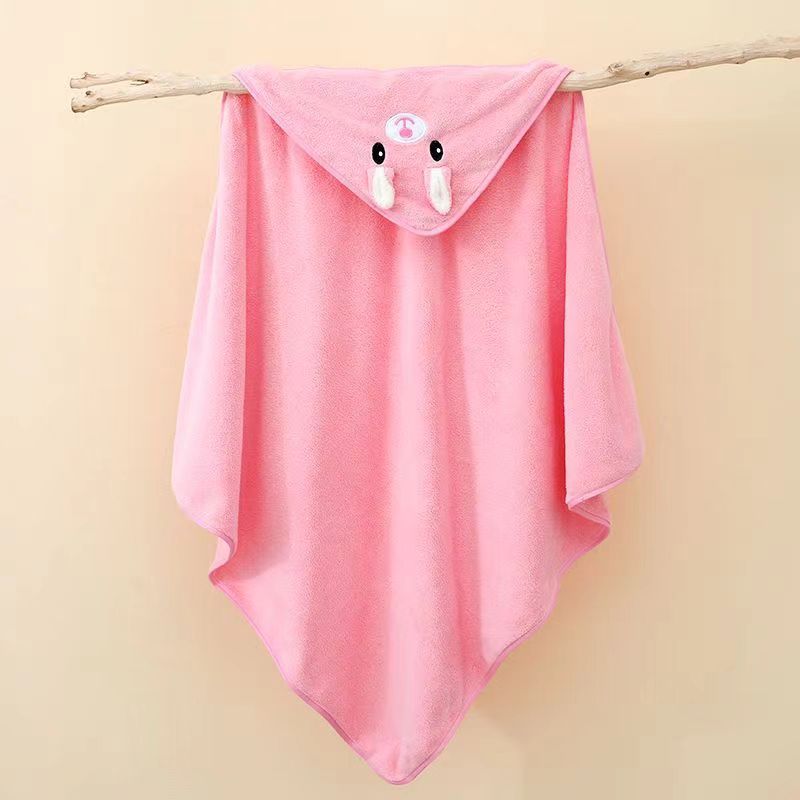 Picture of Baby Blanket Coral Fleece Embroidered Cartoon Hooded Bath Towel Kick-proof Cloak Newborn Baby's Cloak Travel Cloak
