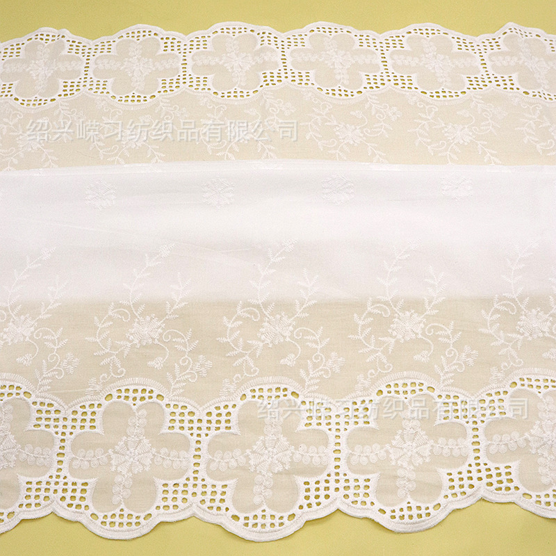 Picture of in stock variety of pure cotton hollow embroidered fabric bilateral positioning perforated spring and summer children's clothing dress white embroidered fabric