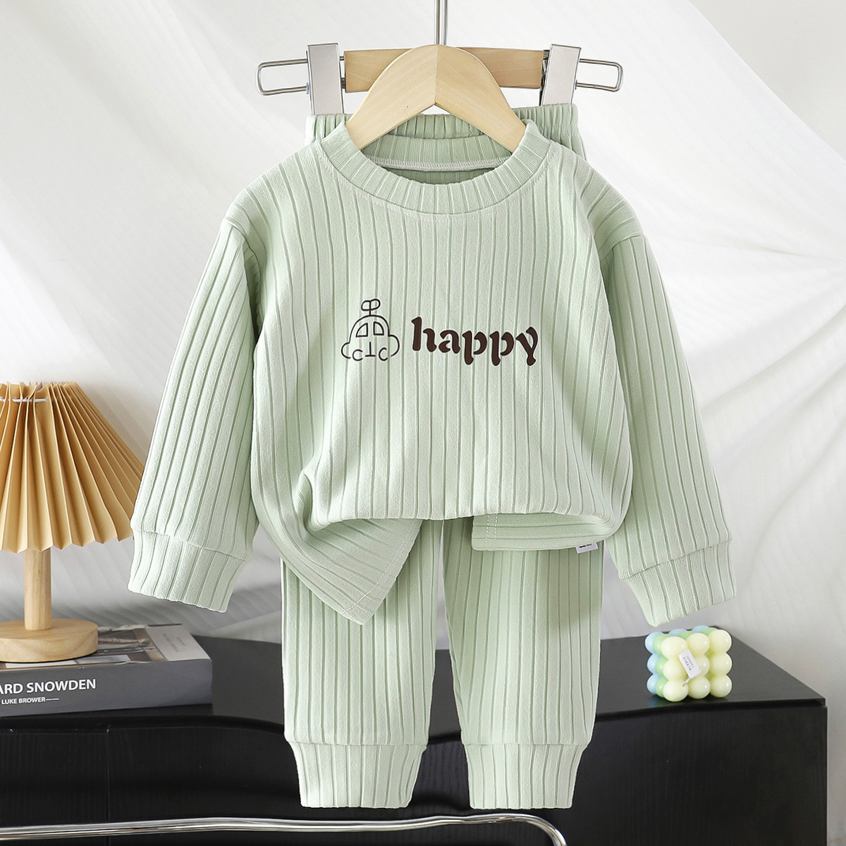 Picture of Children's Underwear suit Double-Sided Fleece Autumn Clothes Autumn Trousers Boys Home Clothes Autumn and Winter Girls' Pajamas Round Neck New
