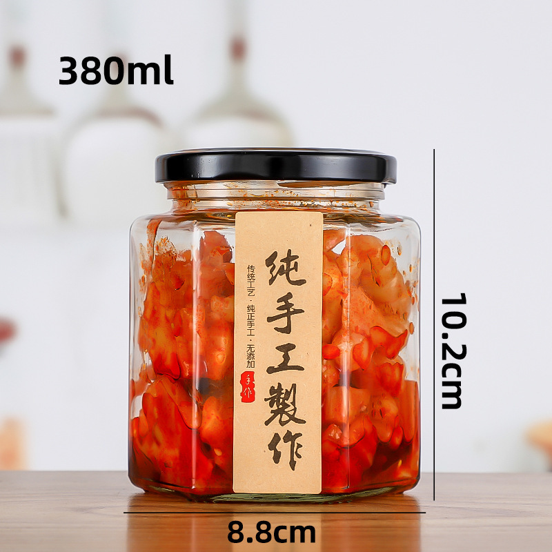Picture of Manufacturer Hexagonal Honey Glass Bottle Foam Box with Lid Storage Bottle Sealed Transparent Jam Can Bottle Honey Jar Storage