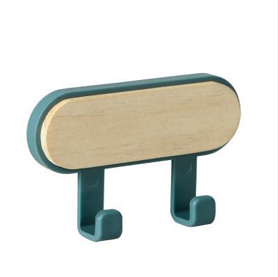 Picture of Wooden Round Head Hook Multi-Functional Household Nail-Free Sticking Hook Strong Load-Bearing Creative Hook Door Hook Hook