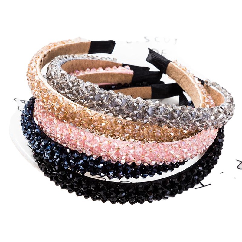 Korean version of exquisite Joker temperament crystal beaded headband headband handmade winding cross flower headdress hair accessories wholesale