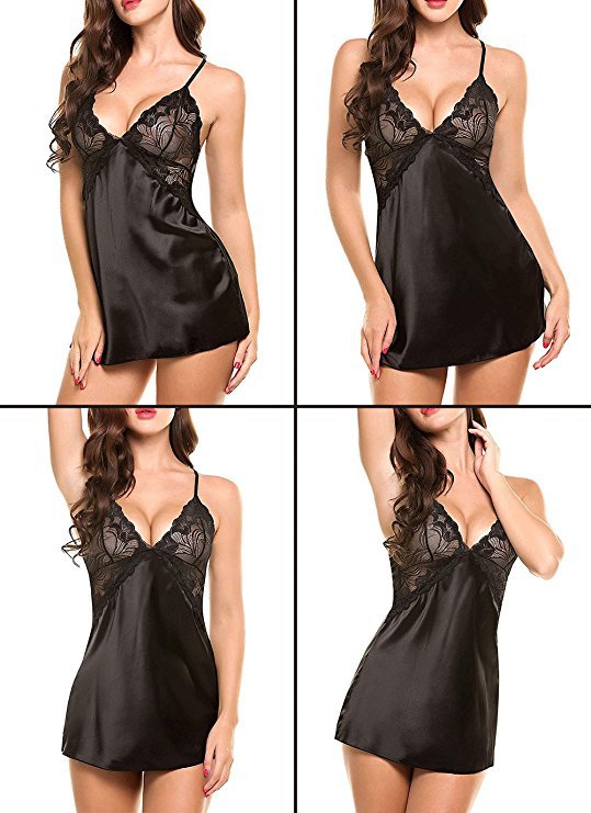 Sexy lingerie new wholesale Women's sexy imitation ice silk deep V halter backless outfit