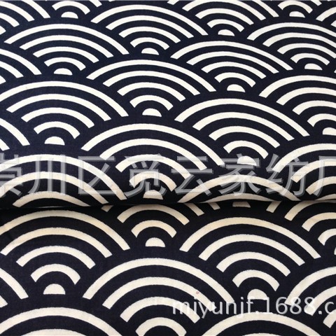 Picture of Japanese Style and Wind Xiangyun Sea Wave Qinghai Wave Cotton Twill Printing Pure Cotton Fabric Lunch Moon Cake Packaging
