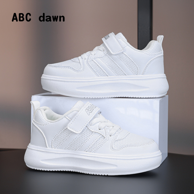 Girls' White Shoes Double Mesh Breathable 2025 New Light-Soled Lightweight Children's Sports Shoes Wholesale Student White Shoes Trendy