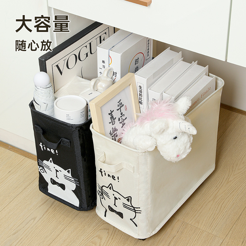 Oxford Cloth Storage Basket Gap Storage Basket Movable Yoga Mat Storage Basket Sundries Storage with Roller Foldable