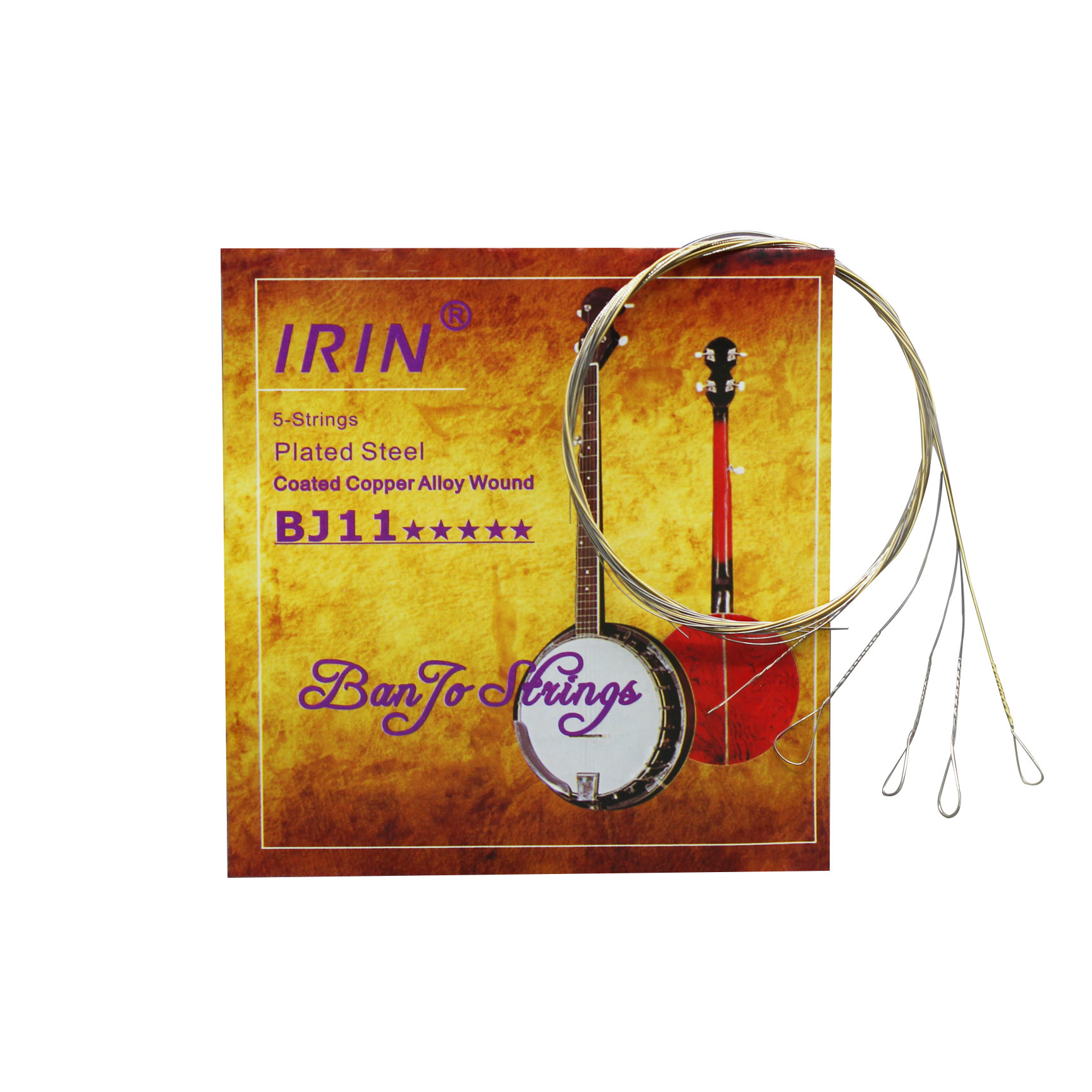 Picture of IRIN five string banjo strings BJ11 banjo strings high quality plated light string coated copper alloy strings wholesale