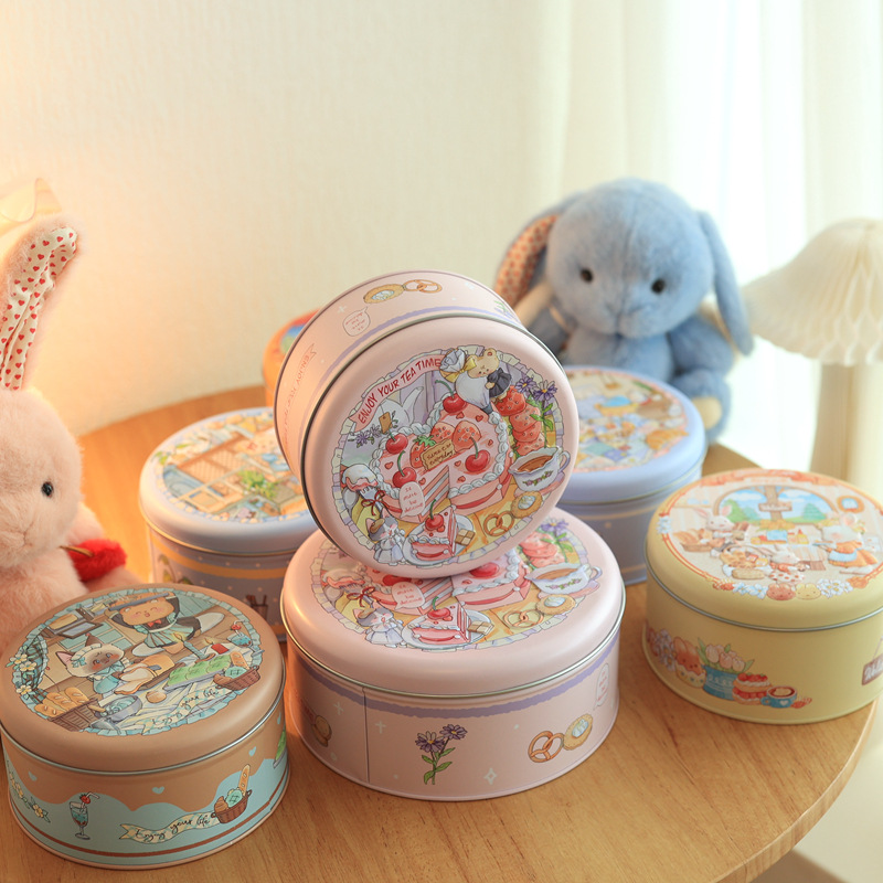 Picture of Factory direct ins marble medium cookies candy round tinplate box packaging box candy box