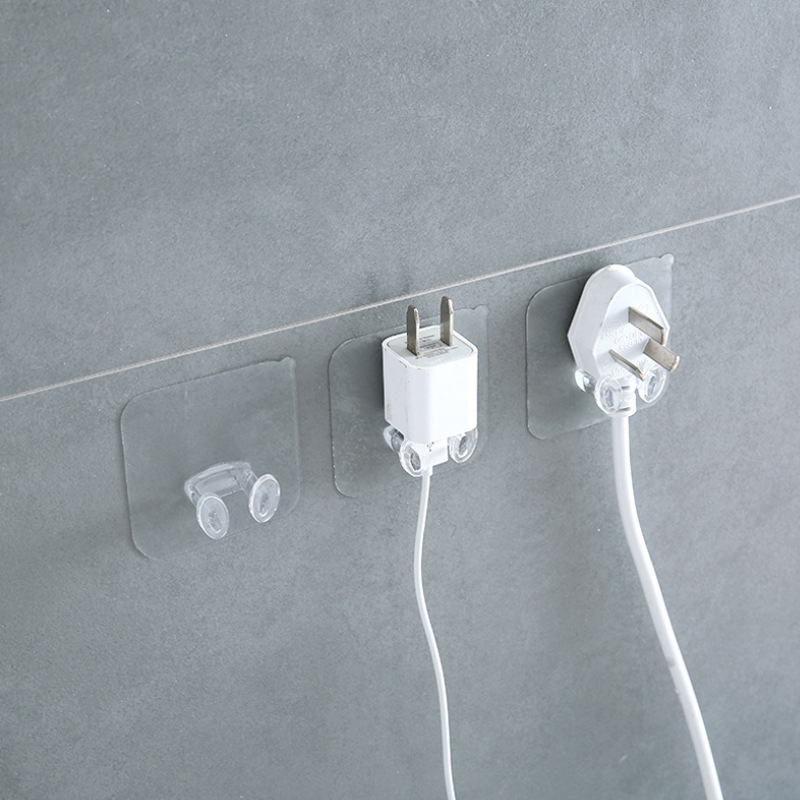 Creative magic sticky hook strong kitchen transparent plug storage sticky hook socket power plug seamless sticker hook