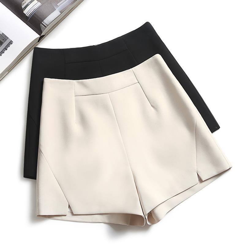 Suit shorts women's summer high waist 2021 New Black thin loose A- line wide leg slimming outer wear casual pants