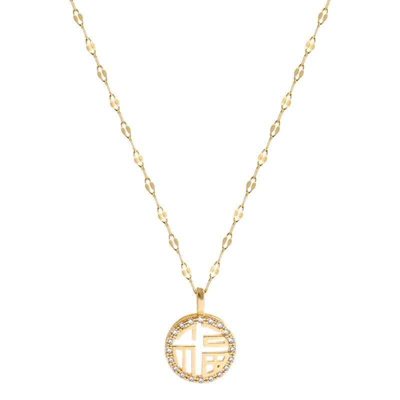 Titanium steel light luxury full diamond lucky necklace women's fashionable high-grade clavicle chain 2022 new niche design does not fade