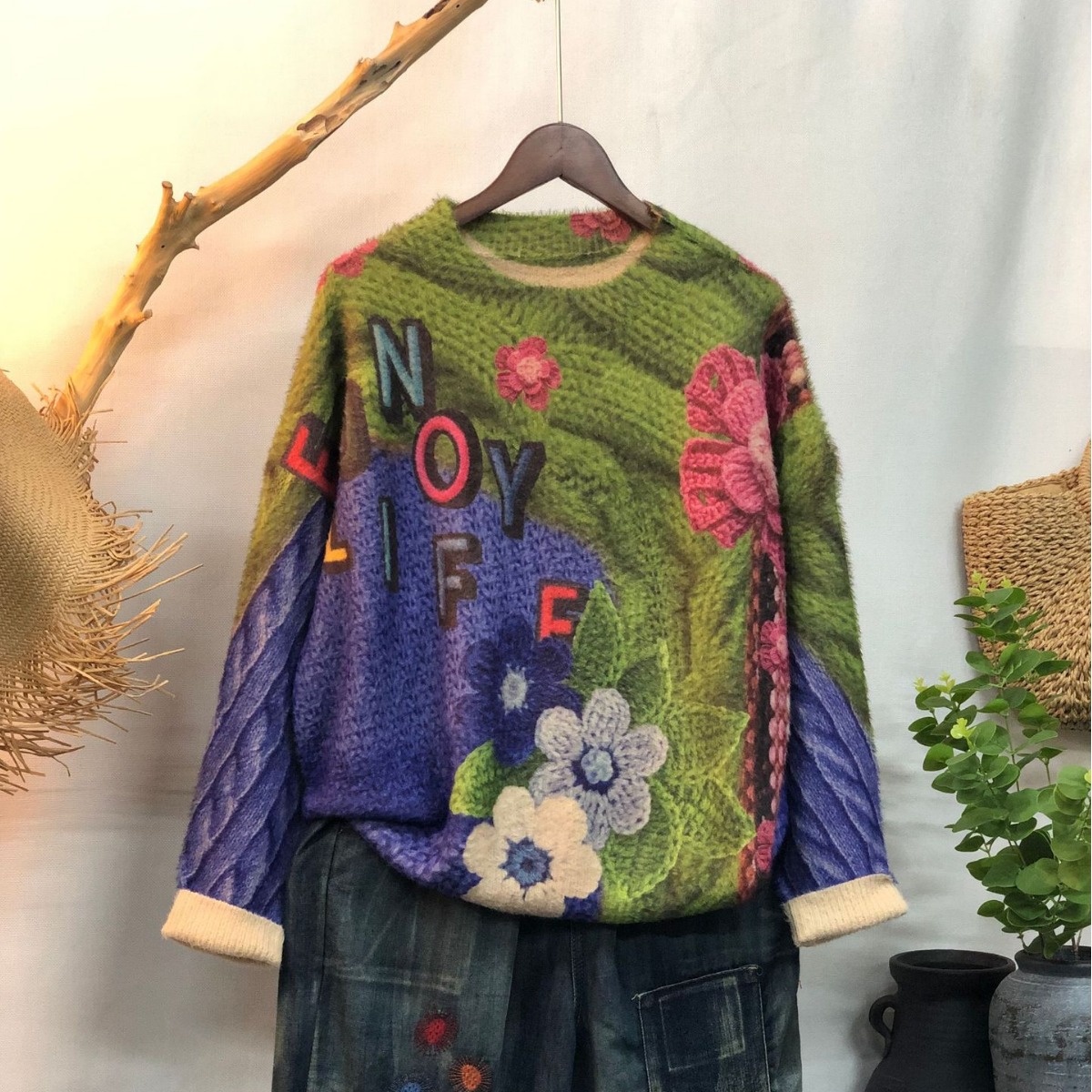 Mink Velvet Sweater Pullover Women's 2024 Autumn New Loose Outer Crewneck Sweater Slimming Elegant Long Sleeve Top