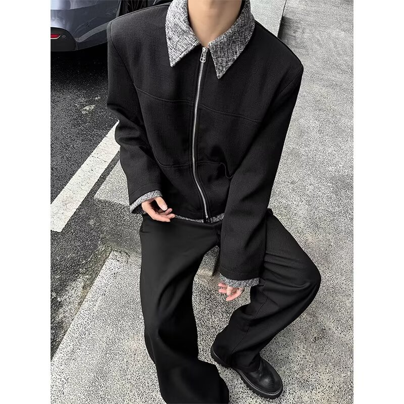 Trendy Zipper American Style Street Lapel Casual Short Wide Autumn and Winter Jacket Trendy Standard regular Teen regular