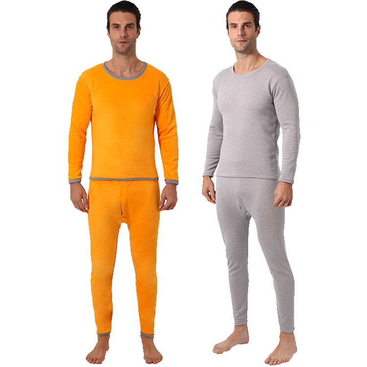 Picture of Gold Velvet warm suit men's round neck fleece-lined thickened new autumn clothes long pants women's plus size couple underwear wholesale