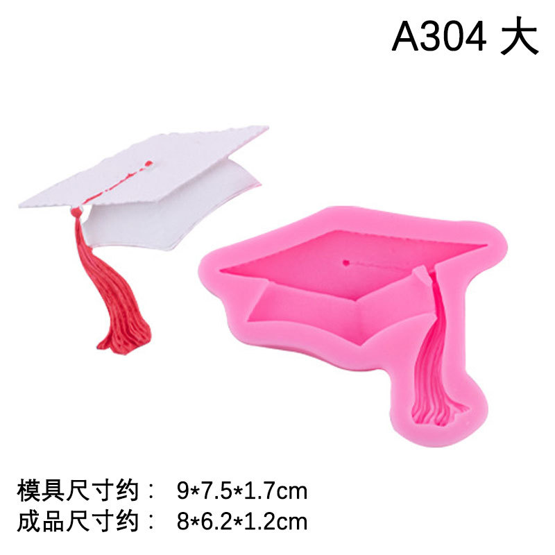 Picture of Doctor's Cap Master's Cap Graduation Certificate Parchment Roll Silicone Mold Graduation Cake Decoration Accessories Fondant Chocolate