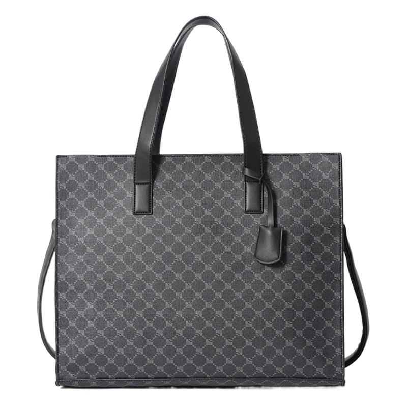 Korean Style Horizontal Fashionable All-match PU Leather Tote Bag with Zipper Fashionable Crossbody Handbag Men's and Women's Shoulder Backpack