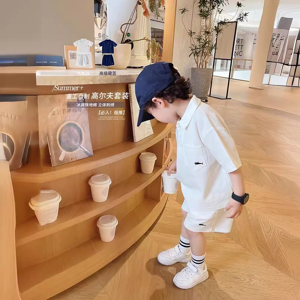 Picture of Children's POLO Collar suit Western-style Boys Middle and Big Kids Casual Two-piece Summer Loose All-match Sports suit