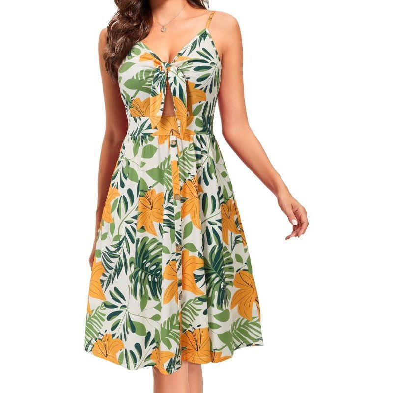 2024 New European and American Summer dress Front Middle Strap Leisure Tropical Vacation Vest Beach Wear dress