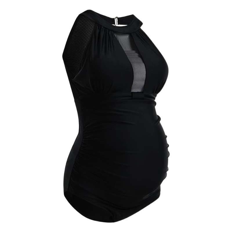 2023 Europe and the United States pregnant women swimsuit solid color one-piece widening increase fold drag belly tankini manufacturers