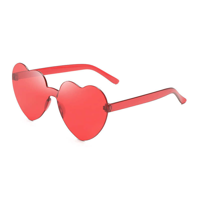 Picture of New love sunglasses jelly color frameless heart-shaped conjoined glasses dazzling color heart sunglasses
