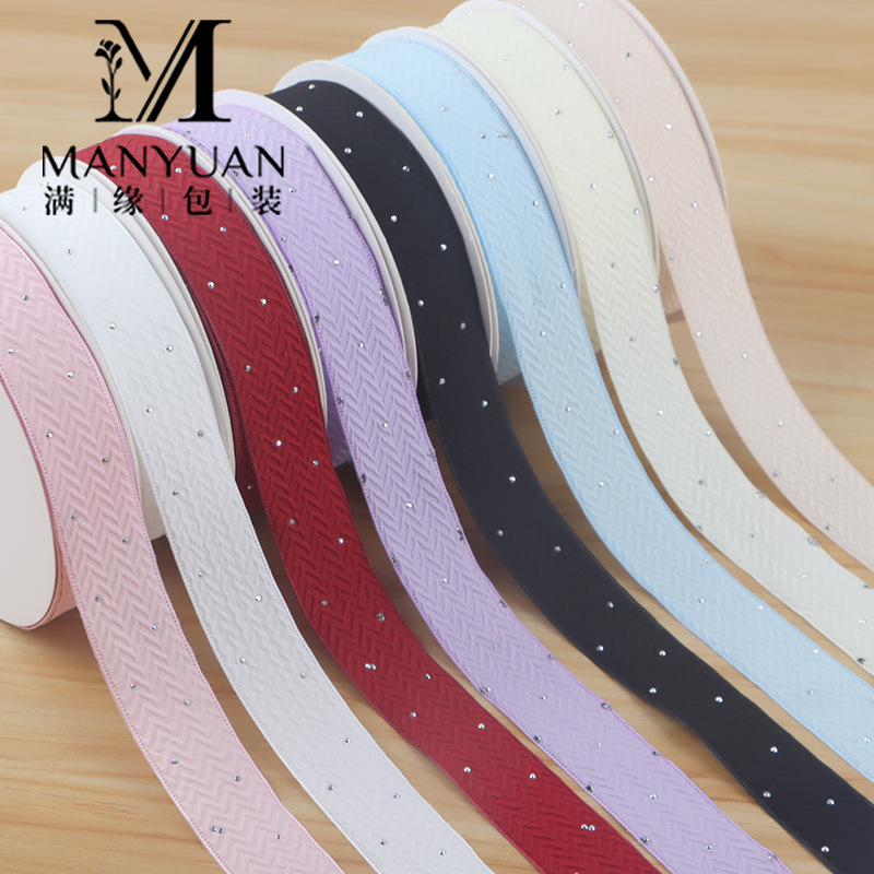 2.5cm with diamond high-grade cotton ribbon flower gift packaging ribbon diy floral bouquet cake packaging ribbon