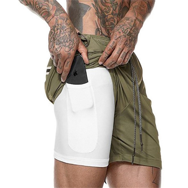 Picture of Cross-Border Summer Men's Sports Fitness Double-Layer Tight-Fitting Quick-Drying Shorts Mesh Five-Point Shorts Sports Pants Breathable and Lightweight