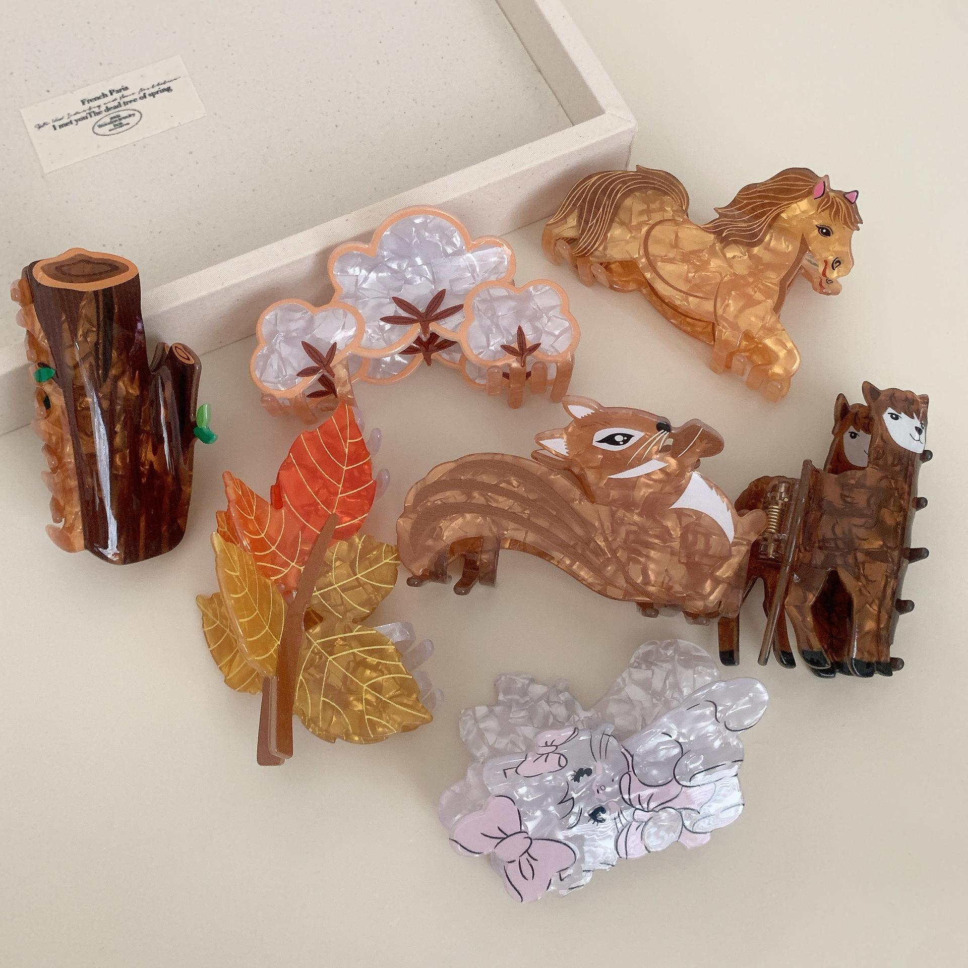 Cute Animal Grab Clip Cartoon Hairpin Sweet Girl Back of Head High Sense Hairpin Disc Hair Shark Clip Hair Accessories