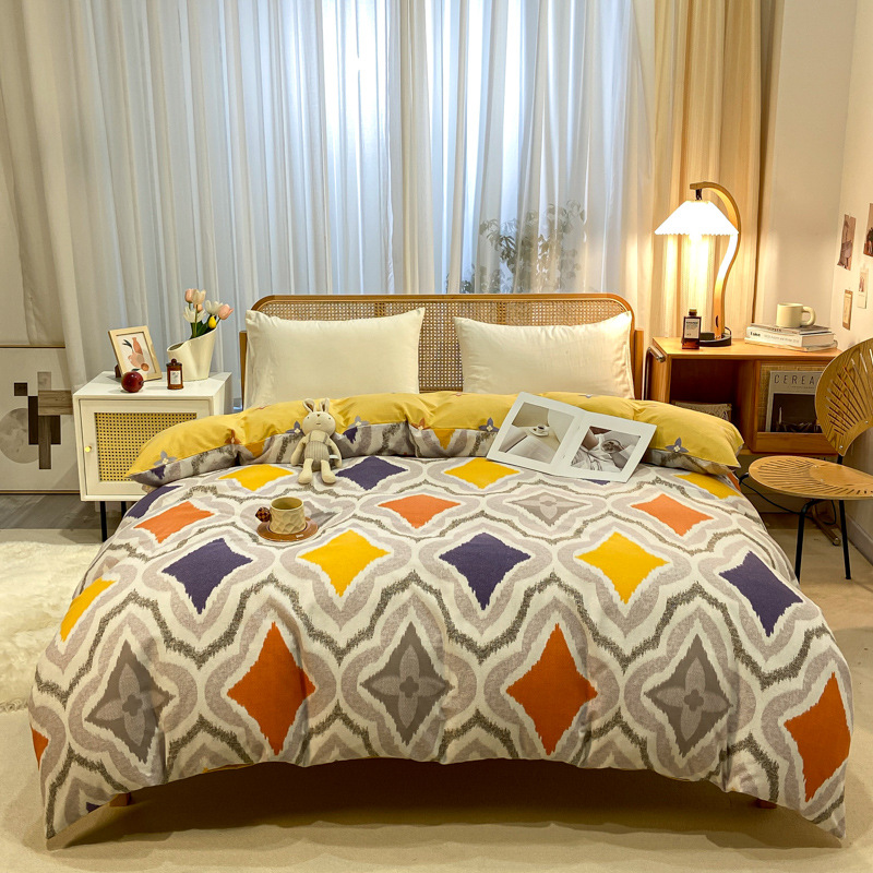 Picture of Cotton brushed duvet cover single piece modern simple single double dormitory thickened quilt cover pure cotton duvet cover single piece