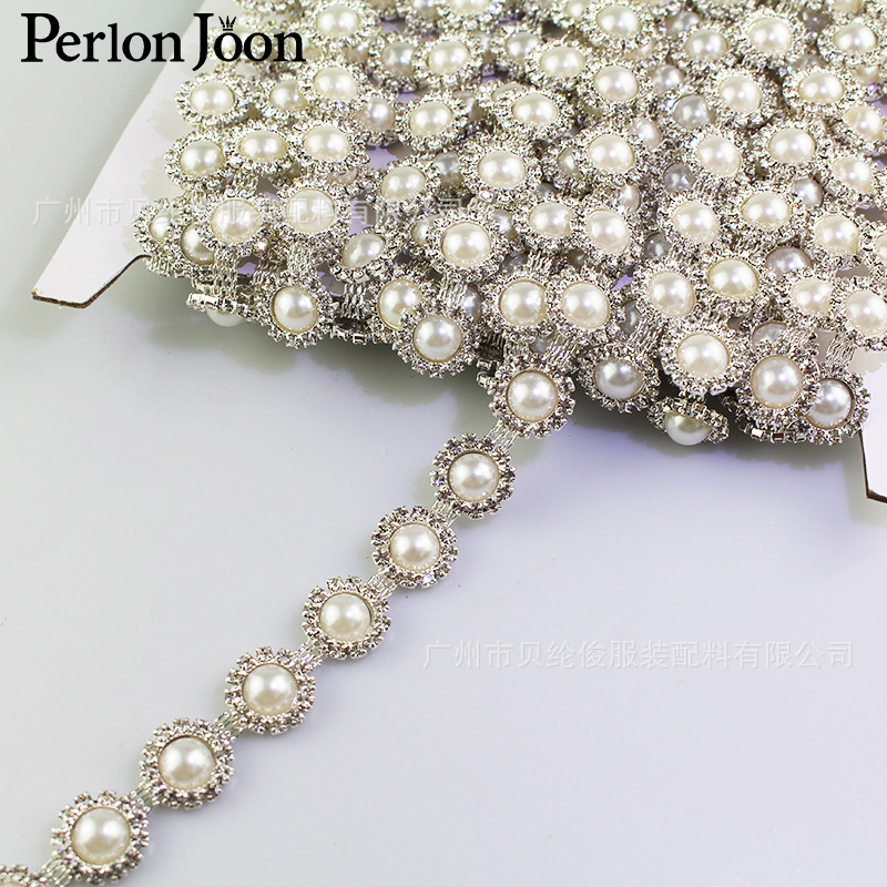 Pearl lace rhinestone welding code chain headdress wedding dress DIY clothing accessories accessories hair ornaments decorative diamond chain
