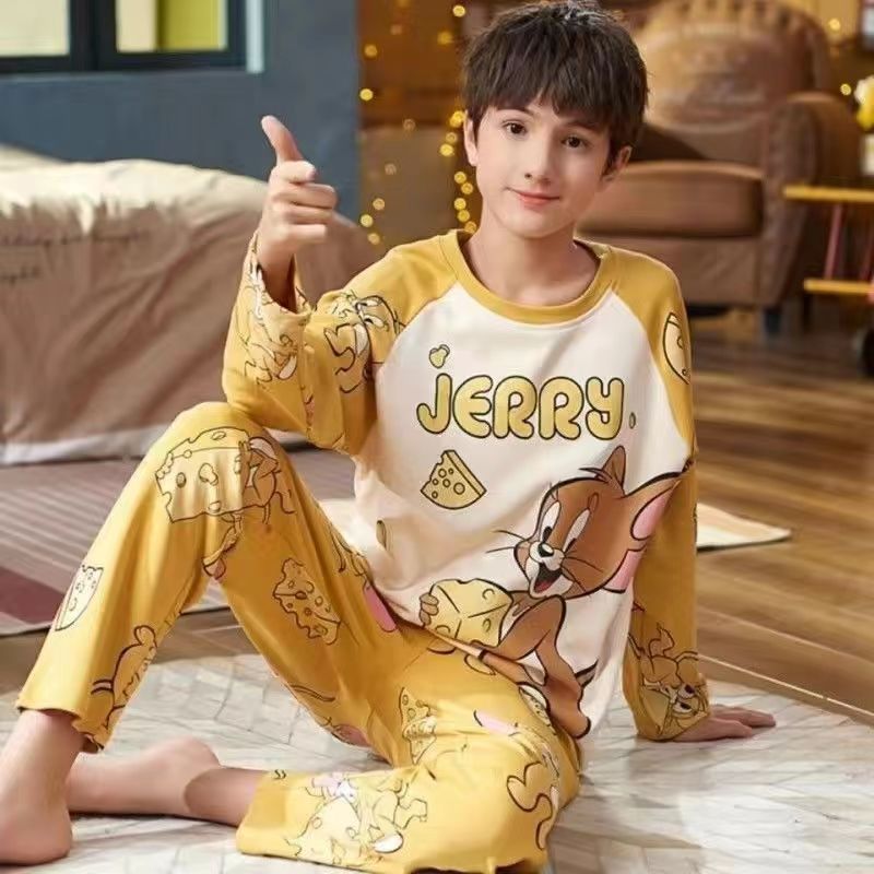 Picture of [Support delivery] Tyrannosaurus spring and autumn middle and big boys autumn clothes long pants bottoming warm outerwear pajamas
