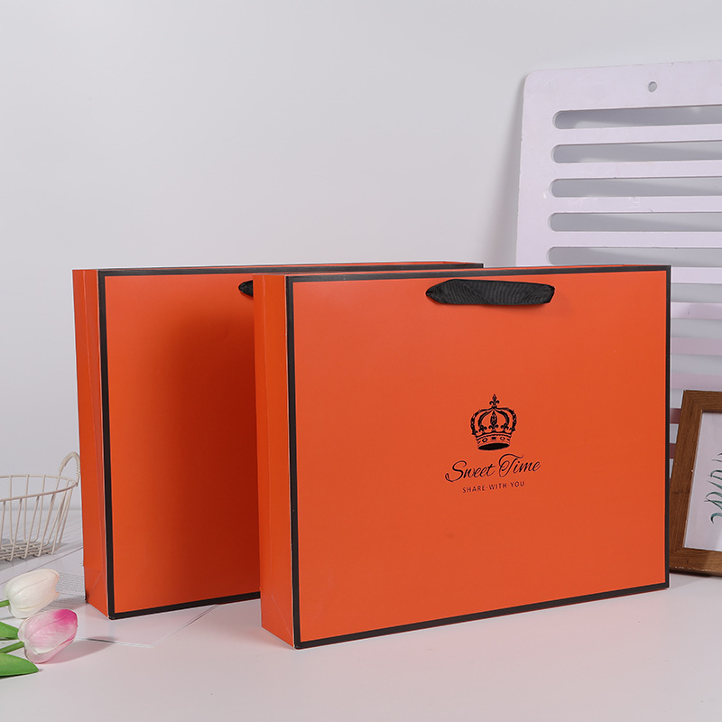 Spot Orange White Card Gift Bag Creative Scarf Handbag Paper Bag Companion Gift Bag Clothing Hand Bag Shopping Bag