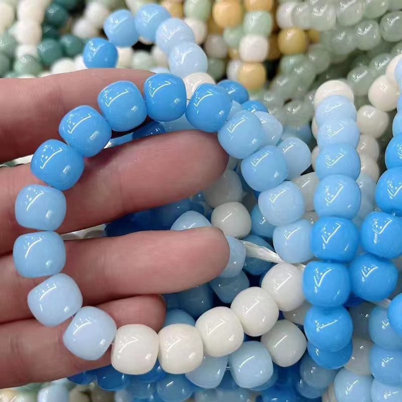 Picture of Sea Salt Blue and White Jade Bodhi Bracelet Women's Bracelet Small Lime Bodhi Root Wenwan Buddha Beads Rosary Plate Play Bracelet Men