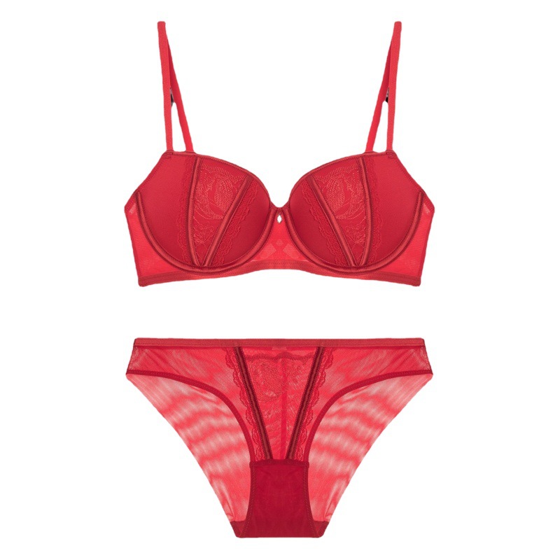 5314 New Embroidered Push-up Color Bra Women's Life Year Red Plain Underwear suit