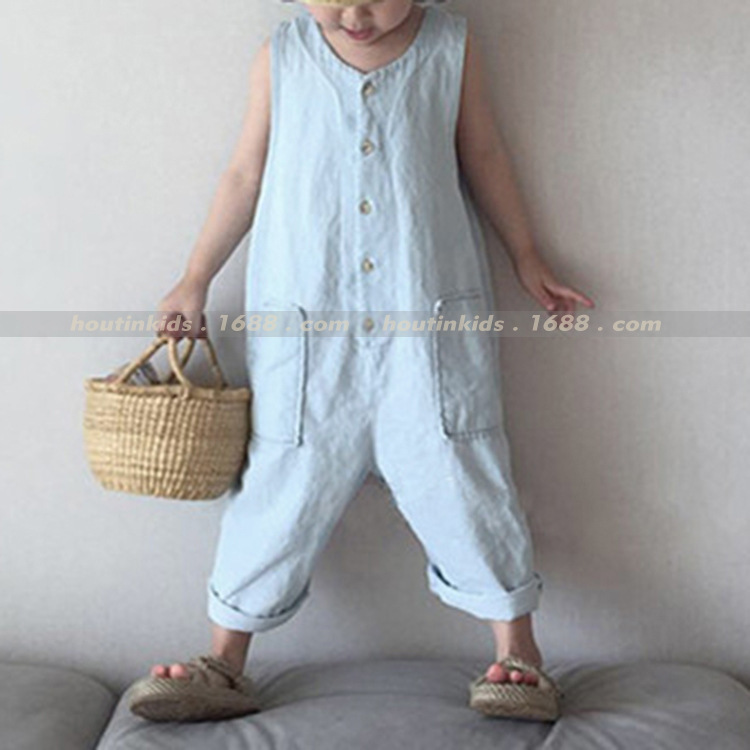 Picture of 2024 Children's Wear Spring and Summer Wear Korean Explosions Family Kid Wear Korean Fan Style Loose Style Thin Denim Jumpsuit