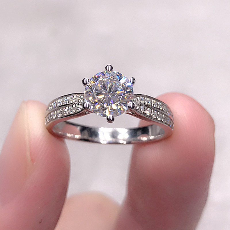 925 Silver Ring 1 karat D Color VVS Nurturing Diamond/For Her Engagement and Anniversary Gift