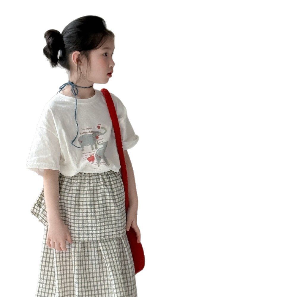 Picture of Children's T-shirt 2025 summer girls Korean letter cartoon short sleeve children's round neck casual loose top at the end of the small Meng