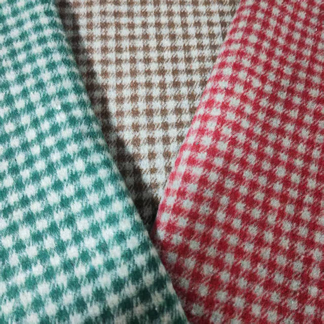 Picture of Shaoxing factory in stock wool small plaid fashion shirt skirt shoes hat luggage plaid woolen fabric