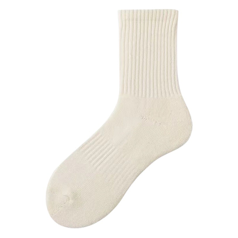 Socks men's autumn and winter fleece-lined thickened Terry socks women's socks white socks pure cotton towel bottom sports Terry Long Men