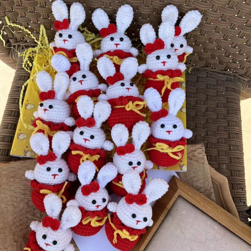 2023 new crocheted bunny wallet Lucky Rabbit bag pendant keychain car hanging cute cartoon Zodiac doll