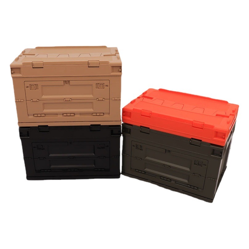 Japanese Style Side Door Plastic Folding Box Car Portable Household Organizer Turnover Box Outdoor Camping Storage Box with Lid