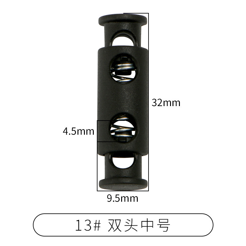 Picture of Manufacturer Plastic Adjustable Elastic Belt Spring Buckle with Rope Pig Nose Buckle Single and Double Holes Round Black Transparent Drawstring Buckle