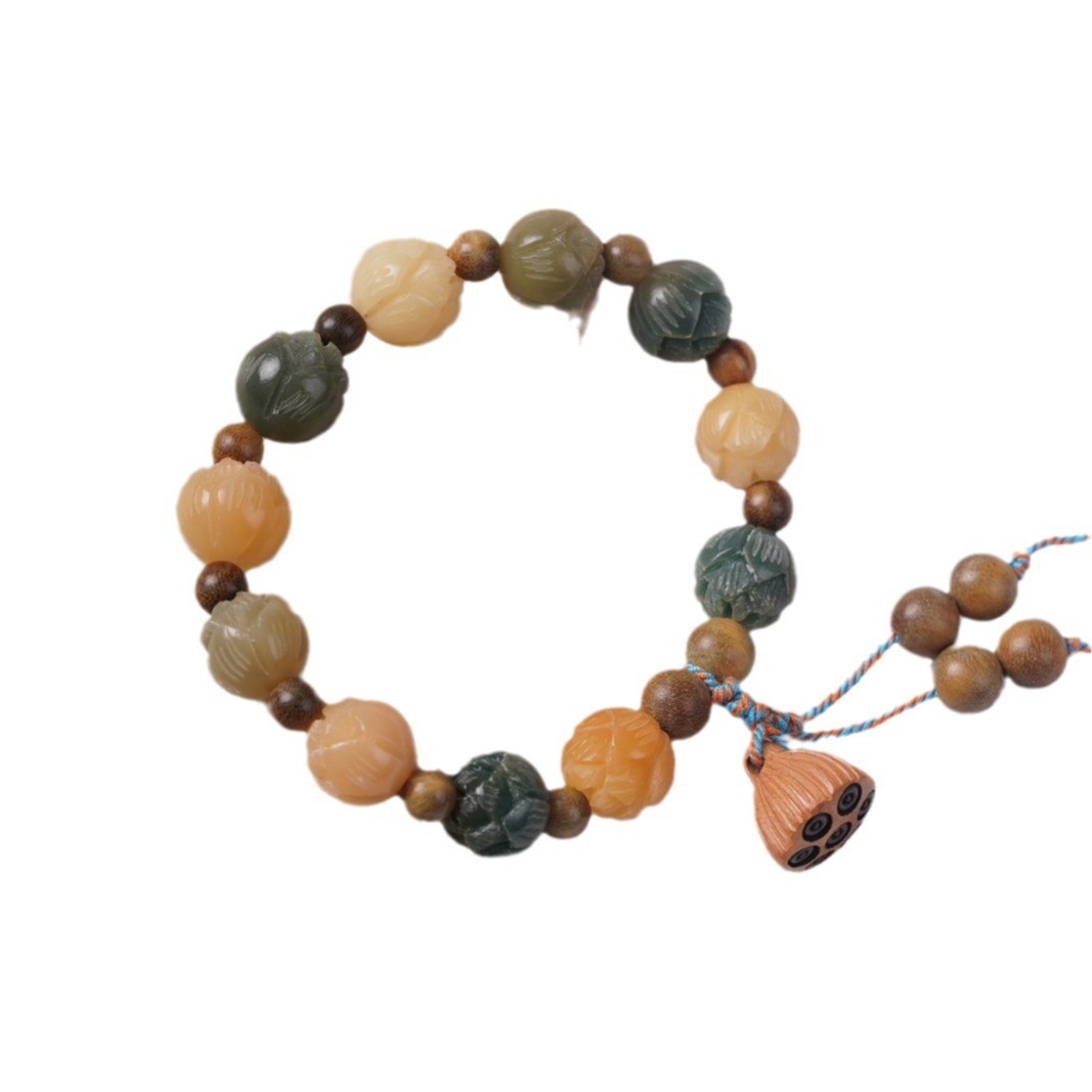 Picture of Hainan Natural White Jade Duobao Bodhi Handheld String DIY Weaving Plate Playing with Nian Buddha Beads for Men and Women Accessories Gifts