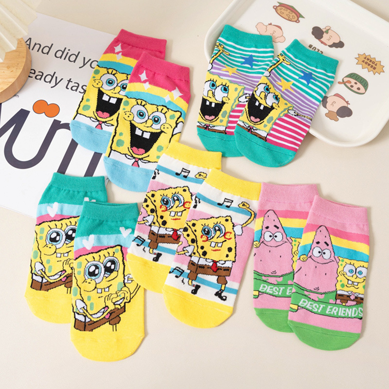 Cartoon Socks Women's Short Socks Straight Board Cute Shallow Socks Ins Trendy Japanese Style Spring and Summer Sweat Absorbing Breathable Student Boat Socks