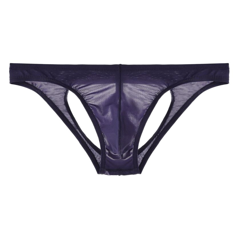Junye Men's Ice Silk transparent double pants thin low waist sexy bag briefs men's youth underwear